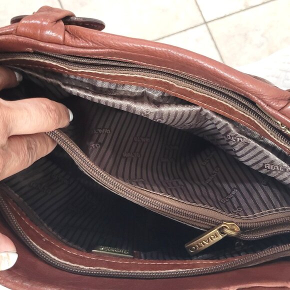 RIALTO** Italian Made 100% Peebled Leather Handbag - Picture 11 of 11